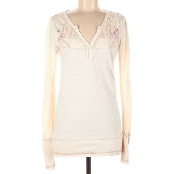 Free People Vintage Patchwork Boho Stud Cuff Studded Henley - Picture 2 of 4